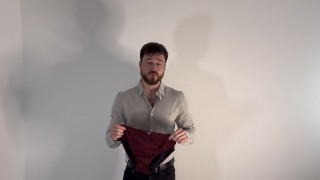 Small penis humiliation no bulge while trying on underwear
