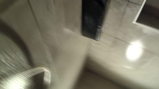 Muscled up stud gets BOLD! Fucks his tight, fat ass in the shower of very busy fitness gym