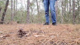 undressing in the woods