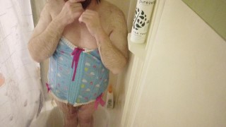 Little Sissy Sub Dances and poses Sexy in the shower Hot Soapy Action POV Point of View HD