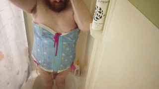 Little Sissy Sub Dances and poses Sexy in the shower Hot Soapy Action POV Point of View HD