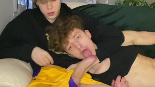 Polish boy with monster white cock fuck face step bro face and cum in mouth