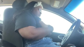 Got horny so i played with my tits while driving