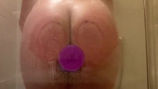 Big bubble butt shower dildo fuck