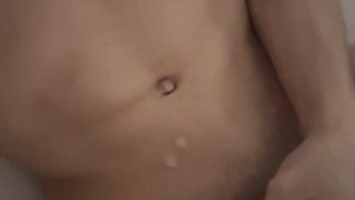Horny twink jerking off cumshot