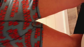 Playing with big dick in my black panthers Boxers then piss
