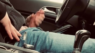 Risky Car Jerk off - public