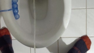 Big Cut Cock Takes a Piss at Toilet