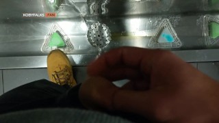 My soft cock takes a piss at the public trough