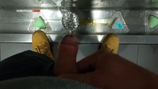 My soft cock takes a piss at the public trough