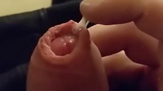 Playing with my precum on the couch