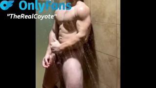 8 INCH WHITE COCK MUSCLE STUD MASTURBATE IN PUBLIC GYM SHOWER (SOLO MALE)