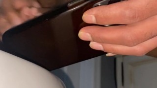 Trans Girl Watching Porn Cums in the Toilet