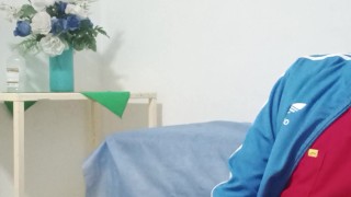 The doctor masturbates until he finishes