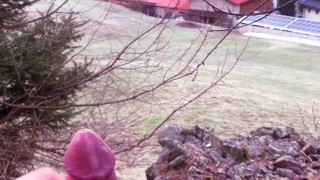 I shot multiple loads of cum in the woods! Public piss and orgasms. Risk of getting caught!