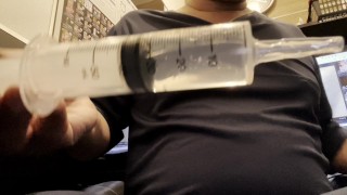 Chubby uncle inserts aneros progasm into anus and has a dry orgasm