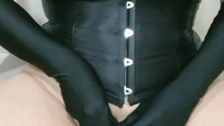 Lisa Crossplayer, masturbating, gagging and puting on chastity cage