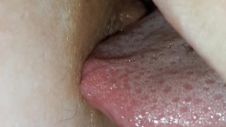 Close up of nipple licking, nipple sucking, clit sucking, clit licking, tongue in pussy, girl orgasm