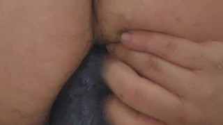 Sissy Boy stuffs loose gaping asshole with big toys self pegging