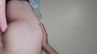 Paraplegic takes big dildo