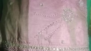 Indian Gay Crossdresser wife Gaurisissy xxx sex in pink salwar kurta pressing her big boobs