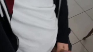 I shake my big erect dick right in the store and bang it on the table