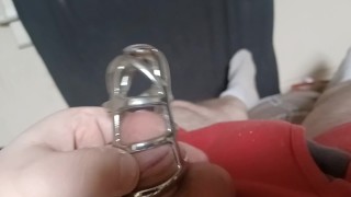 Sean caged up tryin to wank n takin a piss