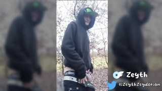 Emo Boy Outdoor Smoke in Chastity and Plug