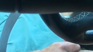 Cumming hard while driving