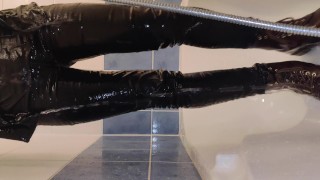 Taking a Fully Clothed Bath And Jerking Off