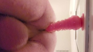 Wife out of town....1st time with her dildo!!