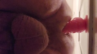 Wife out of town....1st time with her dildo!!