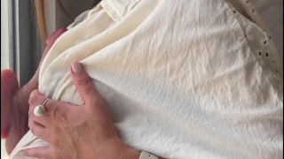 My tight ass and pussy are delighted with a brand new big dildo