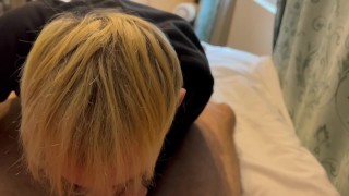 On a business trip a horny guy offered to suck his hard dick for money to his straight colleague