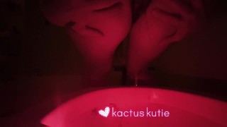 peeing in a toilet at my bday party