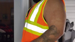 Construction worker jerking off