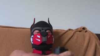 Pup with big dick jerking using his Fleshlight. Best arms workout!