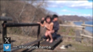 高いところで青空の下　ダンプにちゃちゃを入れられて恥ずかしい//　　野外露出/パイパン/日本人/ひな/素人/outdoor/amateur/japanese/asia/shaved