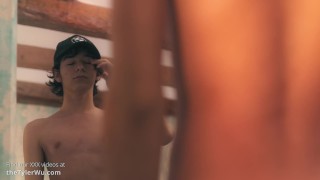 Hung twink sucks his own cock & fucks his Asian boyfriend