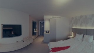 Naked girls GoldyKim and SmilingDutchie helping each other getting dressed in lingerie - voyeur 360