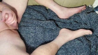 edging on the couch with cumshot