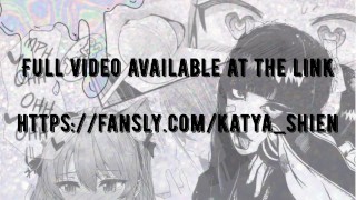 Playing with her thong, sucking dick and getting cum on pussy