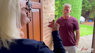 AGEDLOVE Lacey has a hard big cock in her pussy even during the call