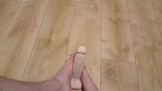 Massaging my dildo with my feet and showing off nails