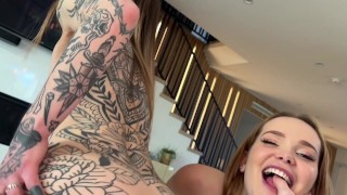 fucking my tattooed coworker with my gf…i cum inside them both - jak knife, chloe foxxe