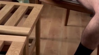 Jerking off and huge cumshot in the hotel mirror