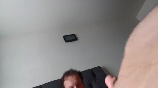 Skinny lad fucks his fleshlight while laying down his bed