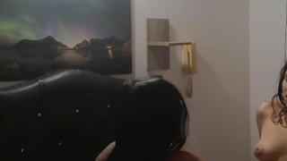 I finger my pussy while my partner jerks off, I suck her strap-on, I climb on top of her then she li