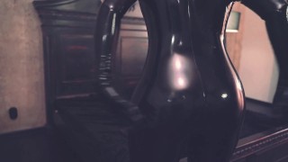 Big Natural Tits MILF in latex rubber fetish shiny clothes.