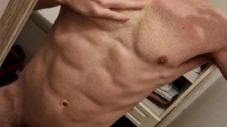 Too horny when I woke up so I cum on my mirror